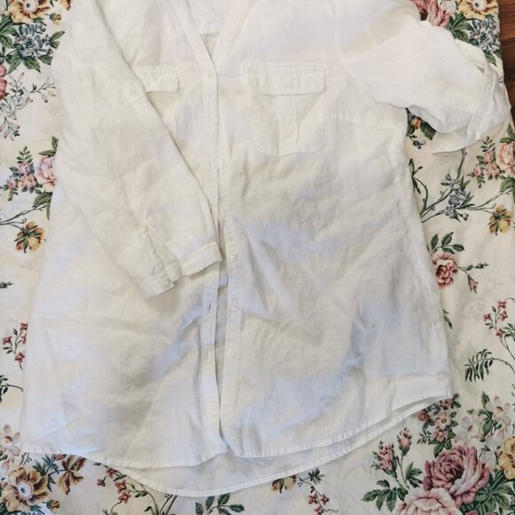 Original Nicole Miller White Linen Button Down 3/4 Sleeve Shirt Size XL 0045 - Picture 3 of 6